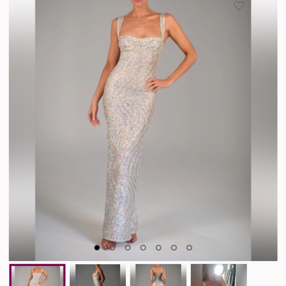 Elegant Silver Sequin Evening Gown